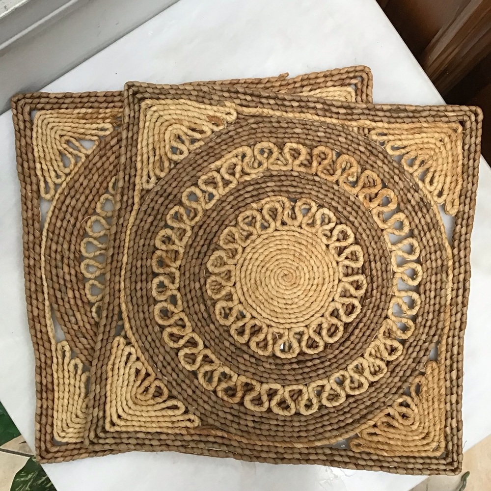 FINAL SALE Vintage Rattan Woven Bohemian Placemats